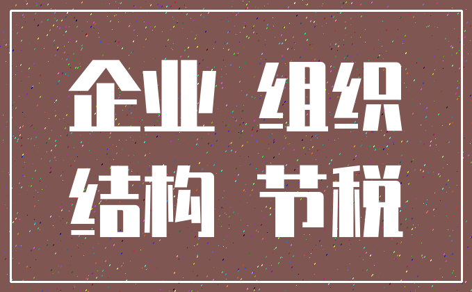 企业 组织_结构 节税