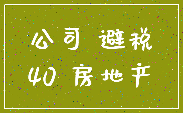 公司 避税_40 房地产