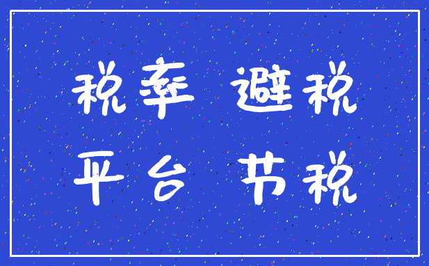 税率 避税_平台 节税