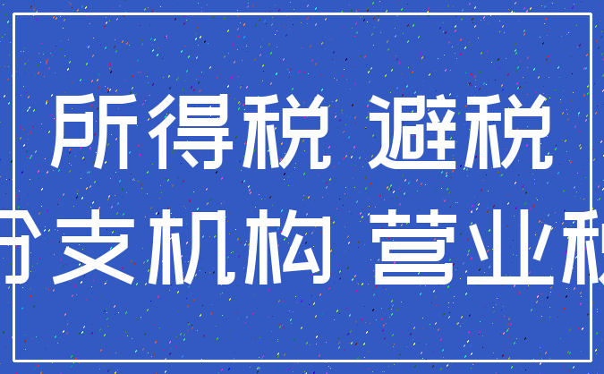 所得税 避税_分支机构 营业税