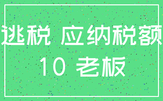 逃税 应纳税额_10 老板