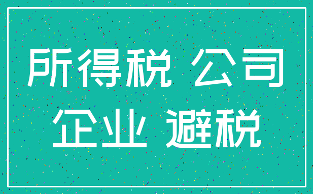 所得税 公司_企业 避税