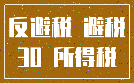 反避税 避税_30 所得税