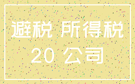 避税 所得税_20 公司