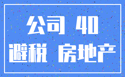 公司 40_避税 房地产