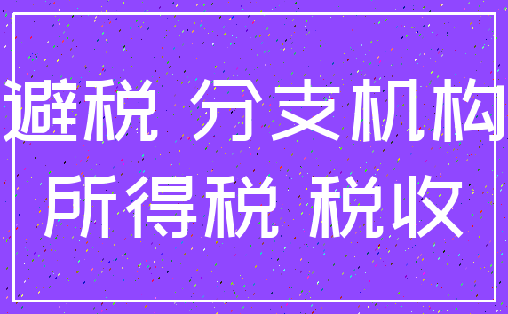 避税 分支机构_所得税 税收