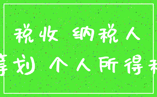 税收 纳税人_筹划 个人所得税