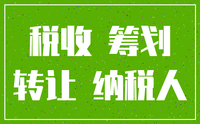 税收 筹划_转让 纳税人