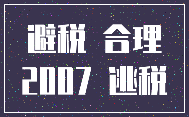 避税 合理_2007 逃税