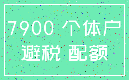 7900 个体户_避税 配额