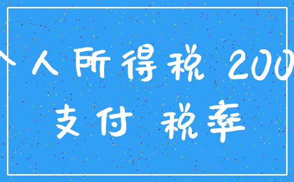 个人所得税 2000_支付 税率