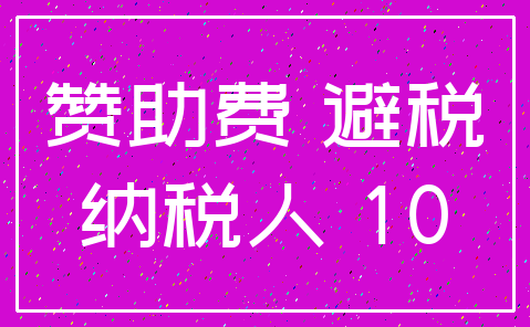 赞助费 避税_纳税人 10