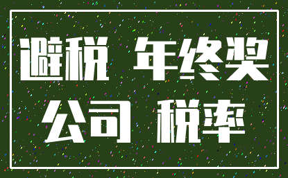 避税 年终奖_公司 税率