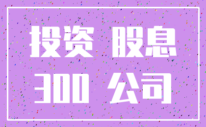 投资 股息_300 公司