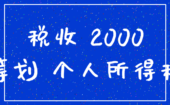 税收 2000_筹划 个人所得税