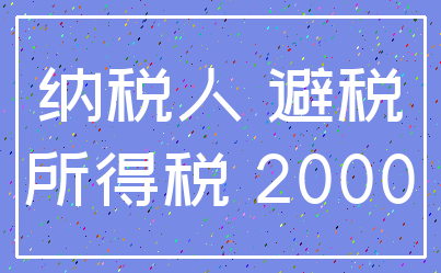 纳税人 避税_所得税 2000