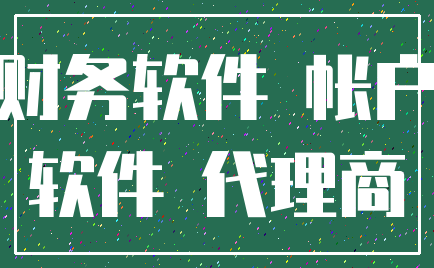 财务软件 帐户_软件 代理商