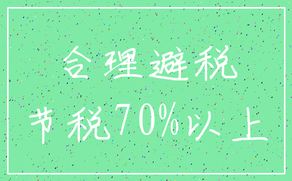 合理避税_节税70%以上