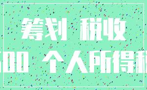 筹划 税收_500 个人所得税